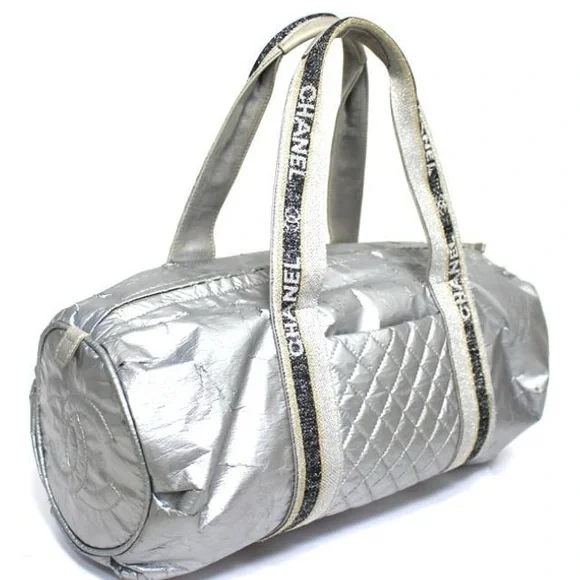 Chanel Mini Boston Bag Sport Line Coco Mark Silver - Picture 8 of 9